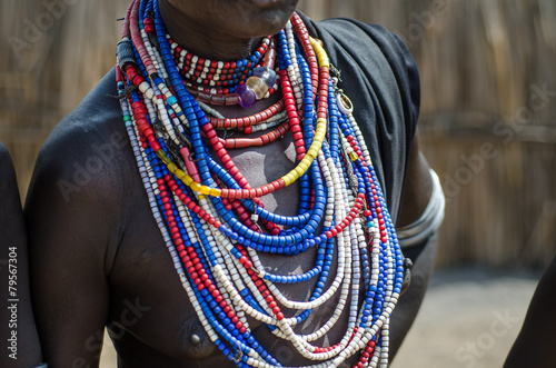 Close up of necklaces of Arbore tribe woman