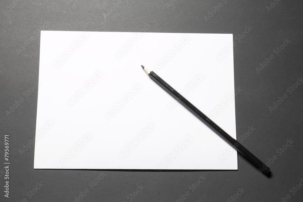 Template blank sheet of paper and black pencil Template blank sheet of paper and black pencil