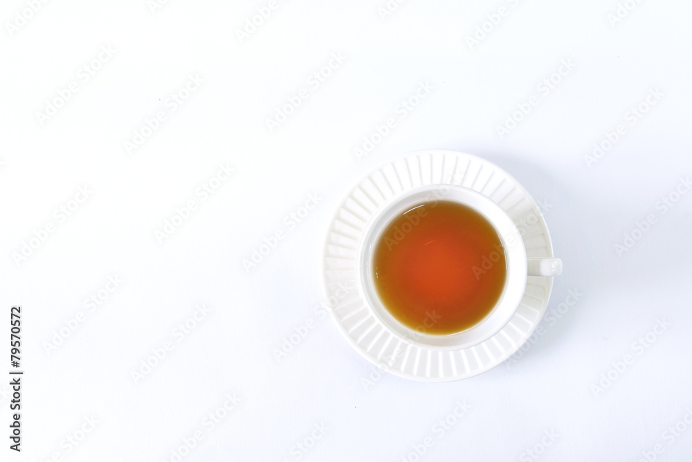 The white cup tea on the white background The white cup tea on the white background
