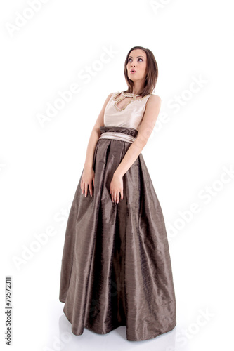 Beautiful woman in a brown dress