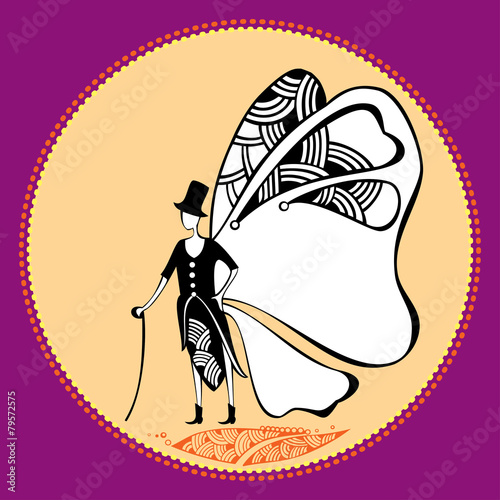 Butterfly gentleman with a cane for your design