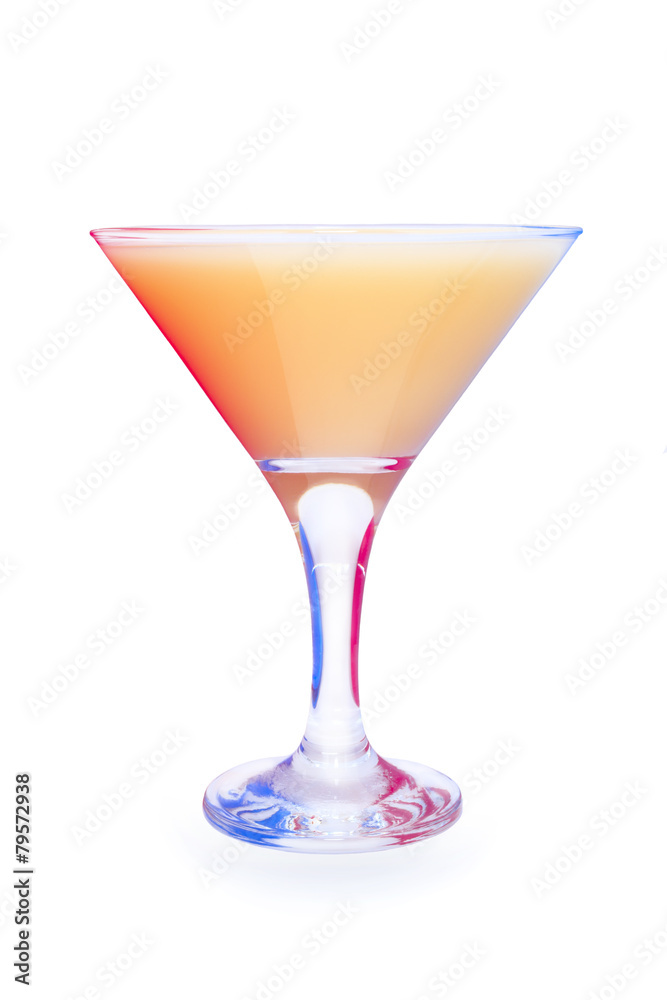 Cocktail in glass on white background isolated.