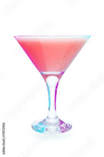 Cocktail in glass on white background isolated.