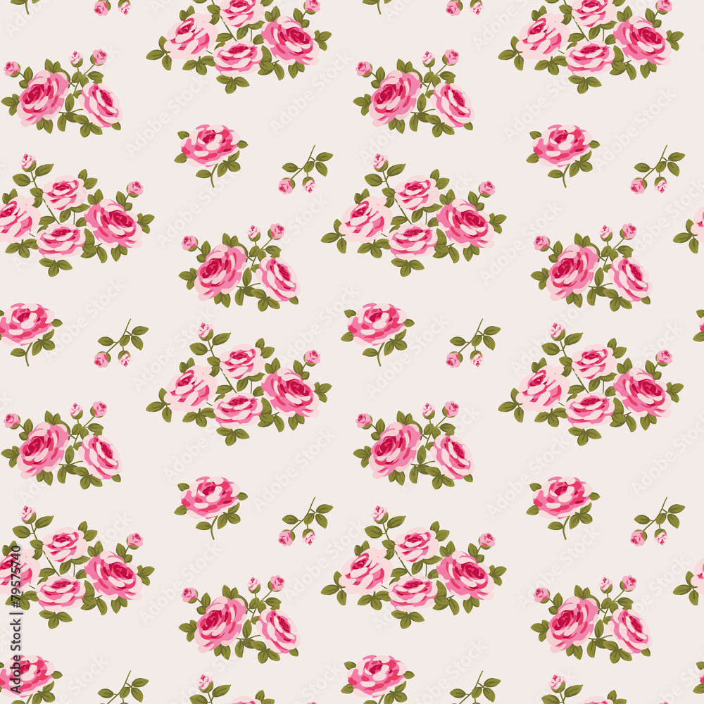 Seamless floral pattern with little roses