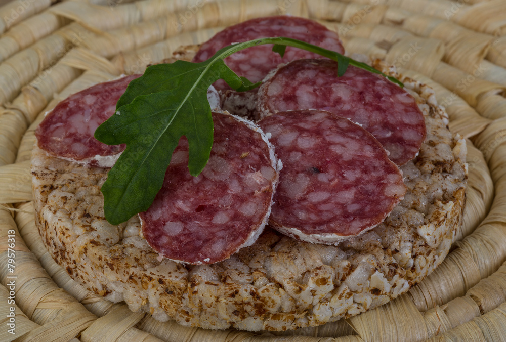 Crispbread with salami Crispbread with salami