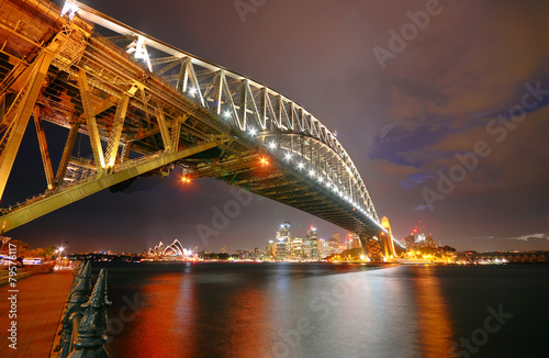 Sydney Skyline and Harbor Bridge at night