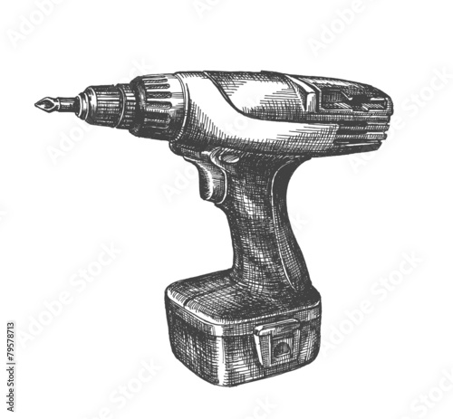drill vector logo design template. tool or cordless screwdriver