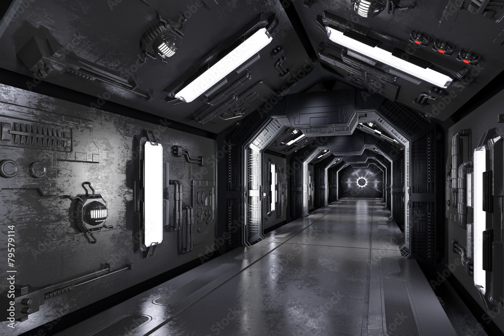 Fototapeta Ciemny statek kosmiczny 3D