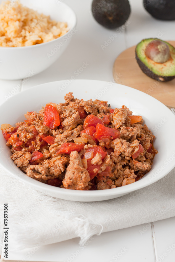 fried ground meat with tomatoes ready for tacos fried ground meat with tomatoes ready for tacos