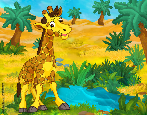 Cartoon scene - giraffe - caricature