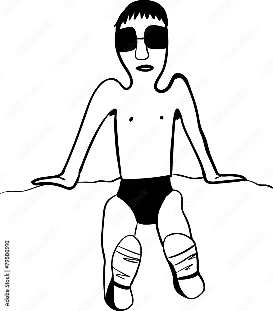 man sunbathing on the beach in black sunglasses man sunbathing on the beach in black sunglasses