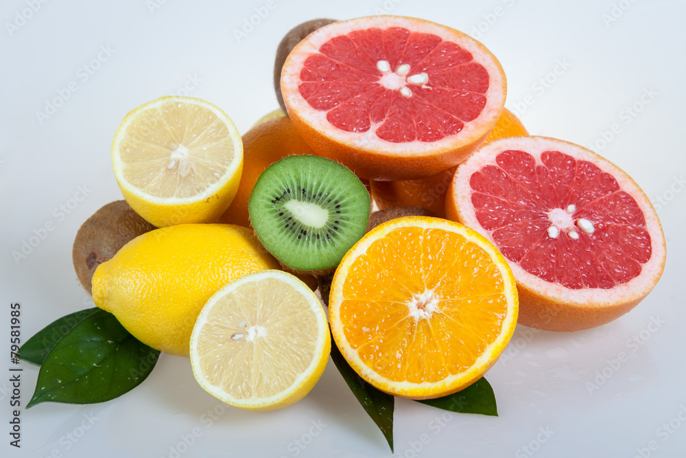 set of citrus fruits