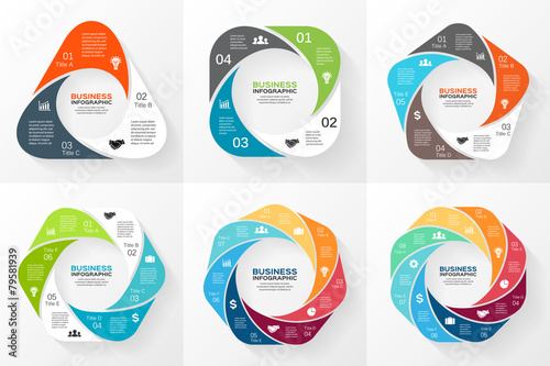 Vector circle geometric infographics set. Template for cycle