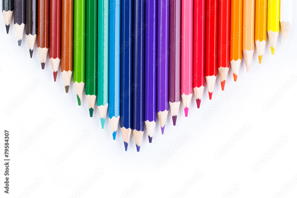 Colour pencils isolated on white background