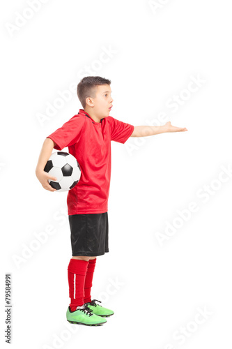 Junior football player gesturing displeasure © Ljupco Smokovski