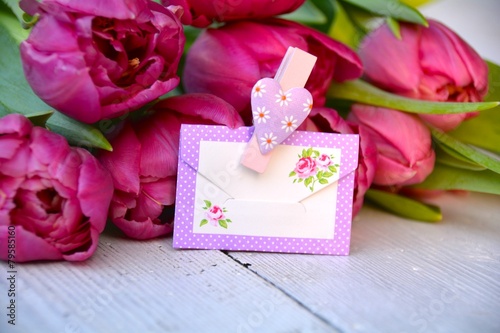 Grußkarte  - pinke Tulpen m...