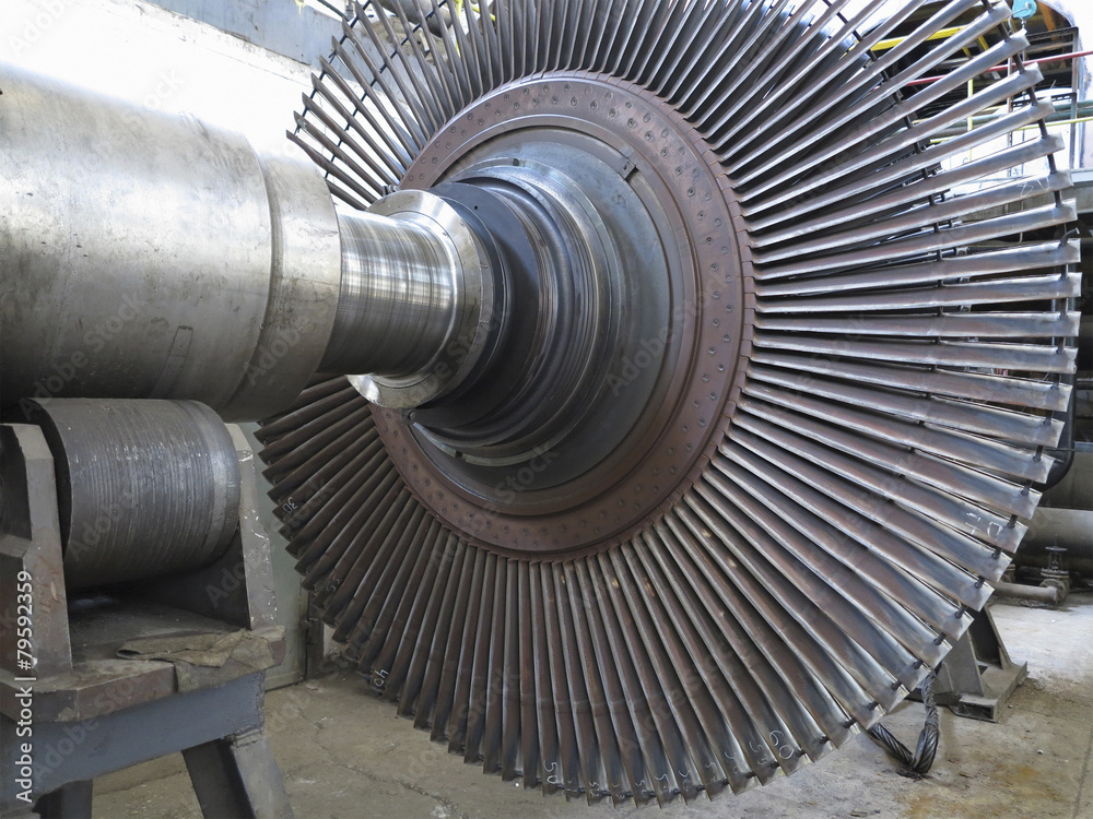 Power generator steam turbine during repair at power plant Power generator steam turbine during repair at power plant