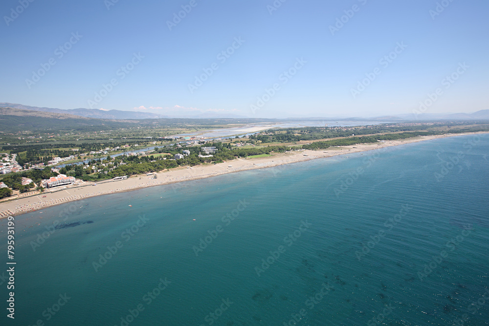 Fototapeta premium Aerial view of the Big beach, Ulcinj, Montenegro.