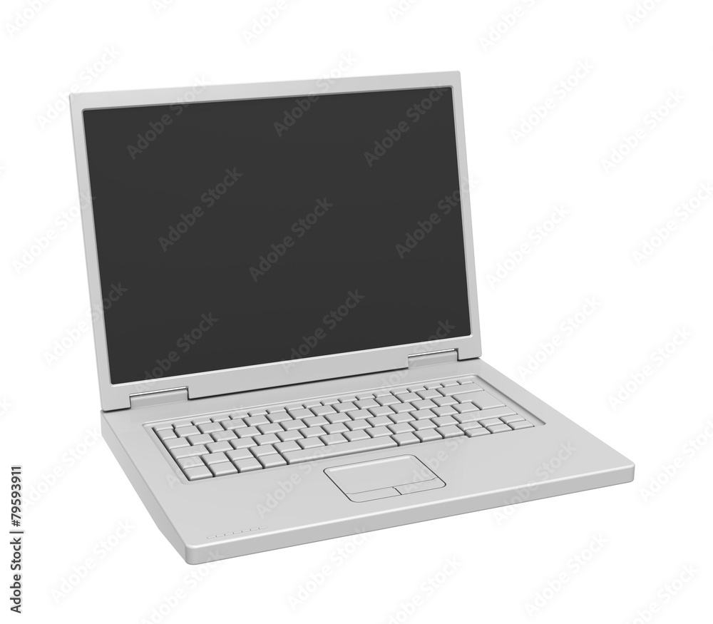 Laptop with blank black screen isolated over white. Laptop with blank black screen isolated over white.