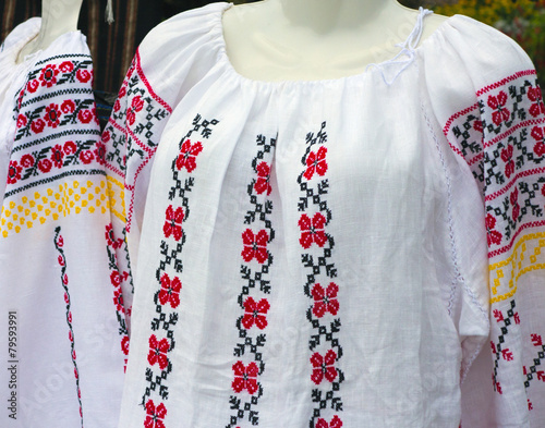 Balkan embroidered national traditional costume clothes © alexrow
