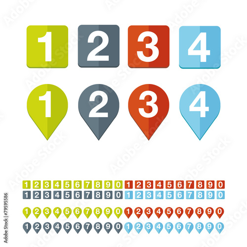Number set vector flat design