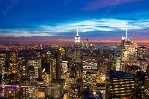 Famous skyscrapers of New York at night