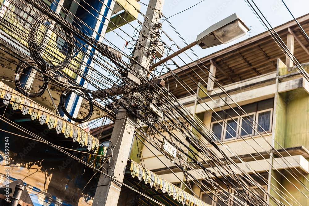 Tangled cables in bangkok