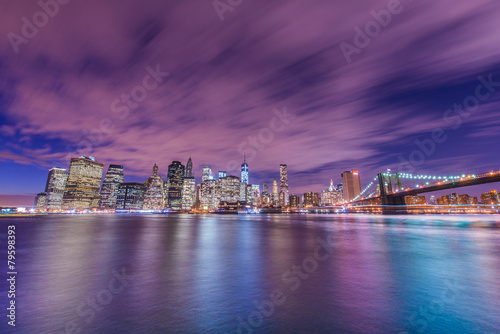 Night panorama of Manhattan in New York, USA