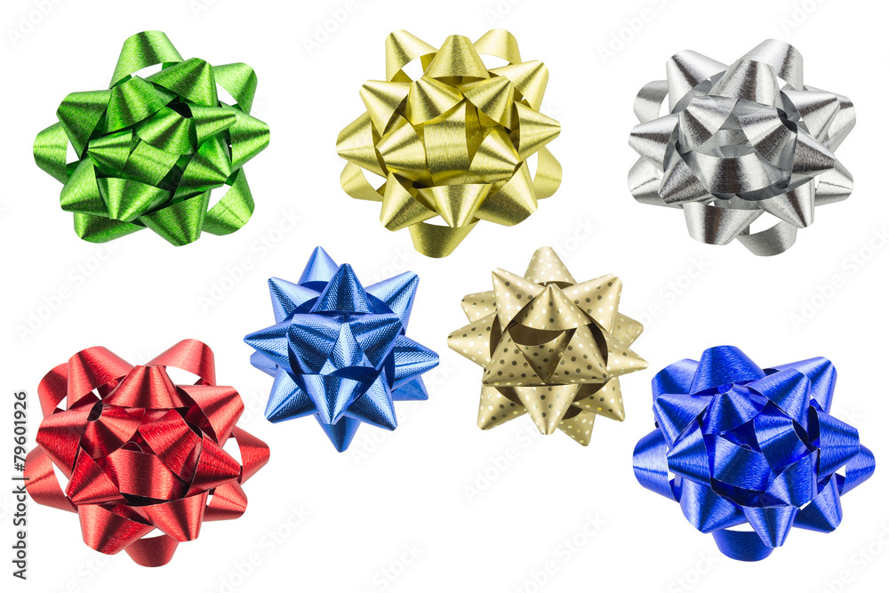 set of gift bows isolated on white background set of gift bows isolated on white background