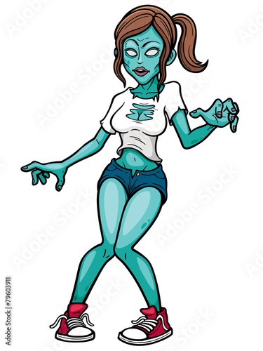 Vector illustration of Cartoon Female zombie