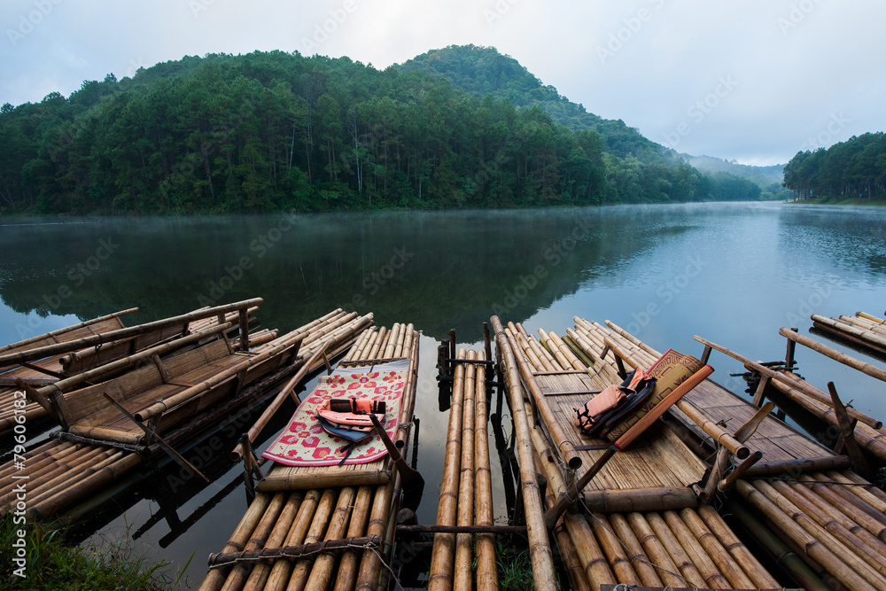 Bamboo rafts at Pang Ung
