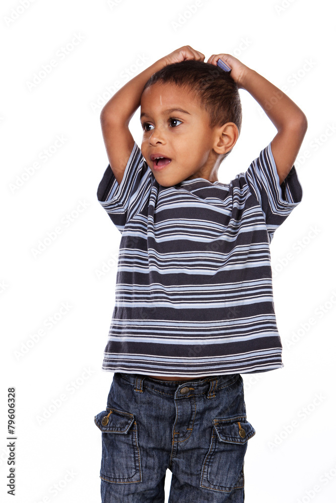 Cute african child in studio. Cute african child in studio.