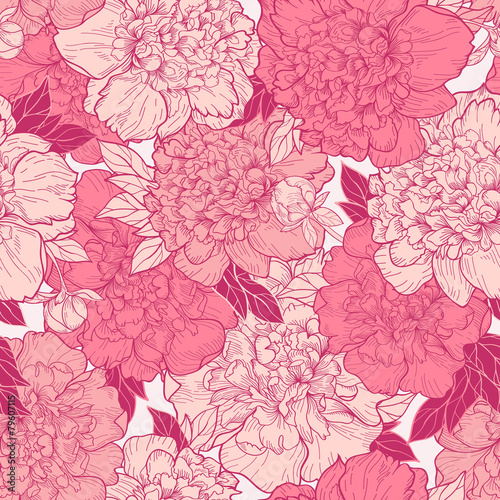 Seamless  background with peonies