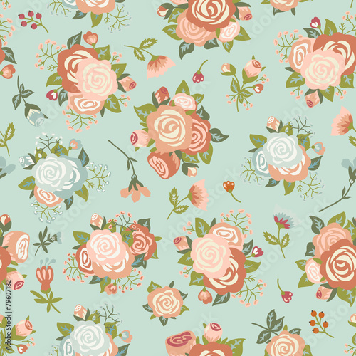 Seamless pattern with a bouquet of roses