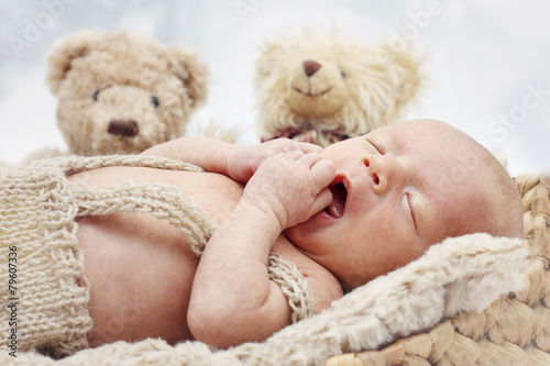 Yawning little newborn