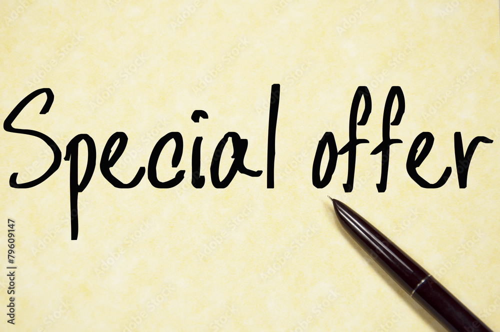 special offer text write on paper special offer text write on paper