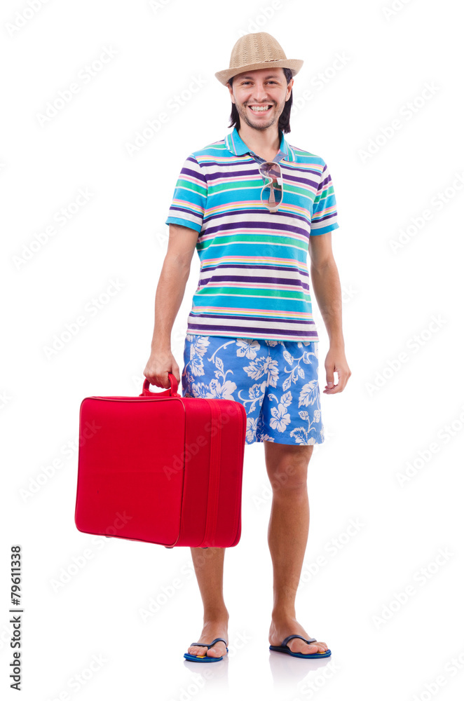 Man travelling with suitcases isolated on white Man travelling with suitcases isolated on white