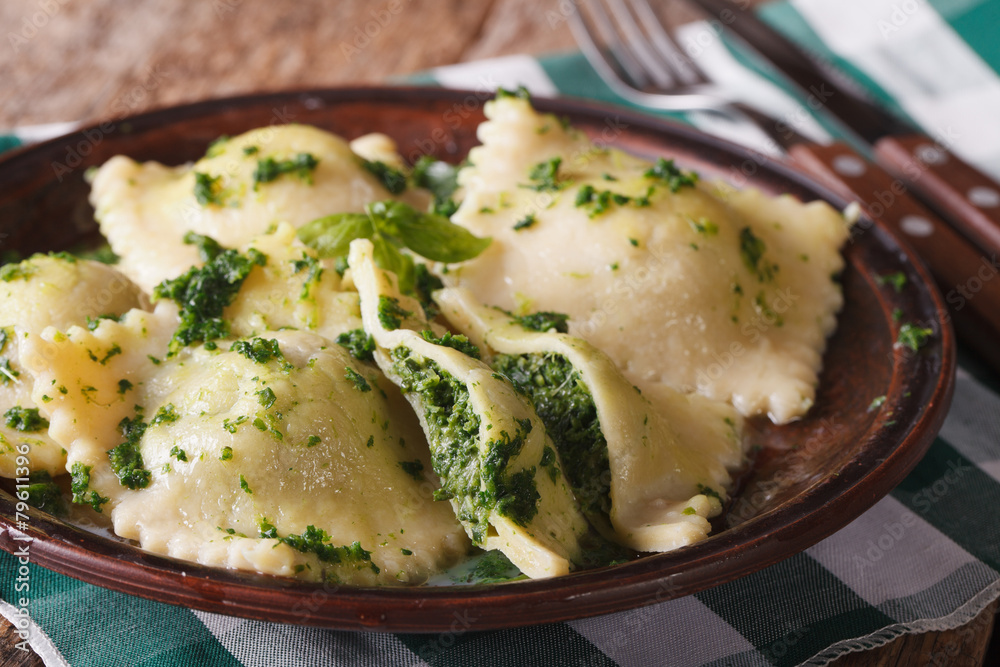 ravioli with spinach and cheese close-up horizontal ravioli with spinach and cheese close-up horizontal
