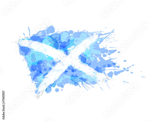 Fototapeta Naklejka Na Ścianę i Meble -  Flag of Scotland made of colorful splashes