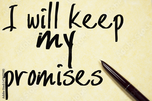 Slika na platnu I will keep my promises text write on paper