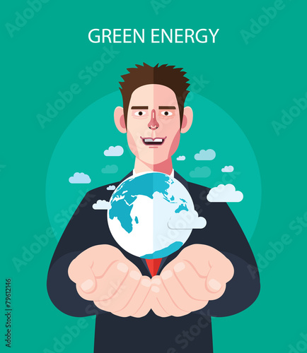 Flat character of green energy concept illustrations