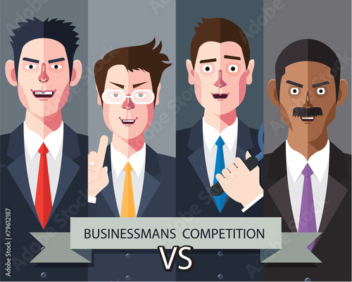 Flat characters of competition people concept illustrations