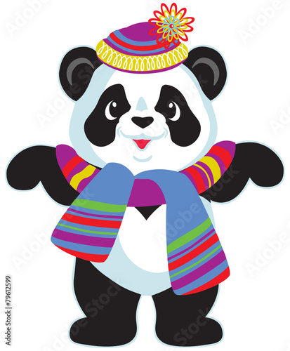Fototapeta Naklejka Na Ścianę i Meble -  cartoon panda wearing hat