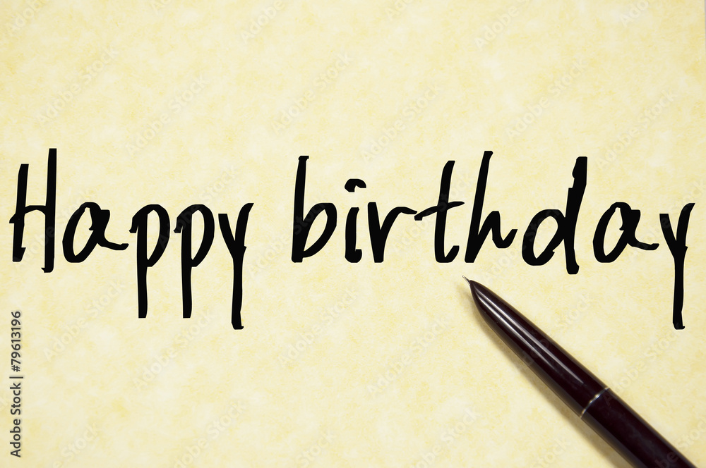 happy birthday text write on paper Stock Photo | Adobe Stock