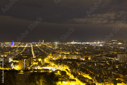 Barcelona skyline at night © javigarlu