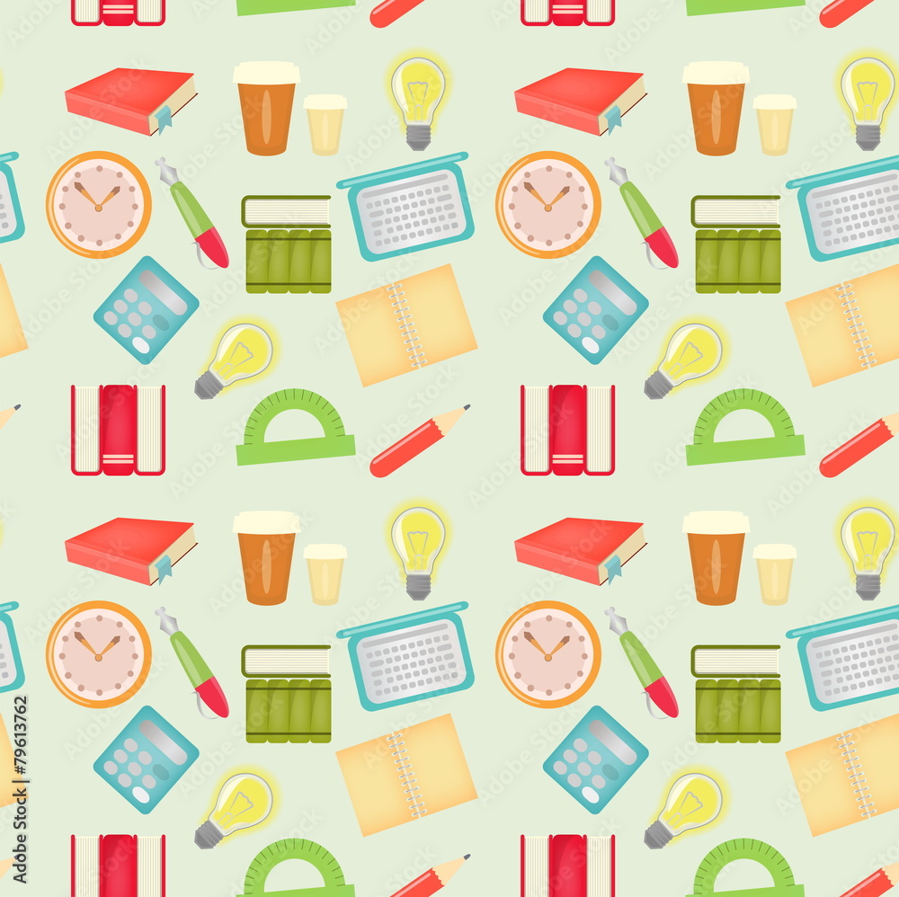 Seamless pattern with office items