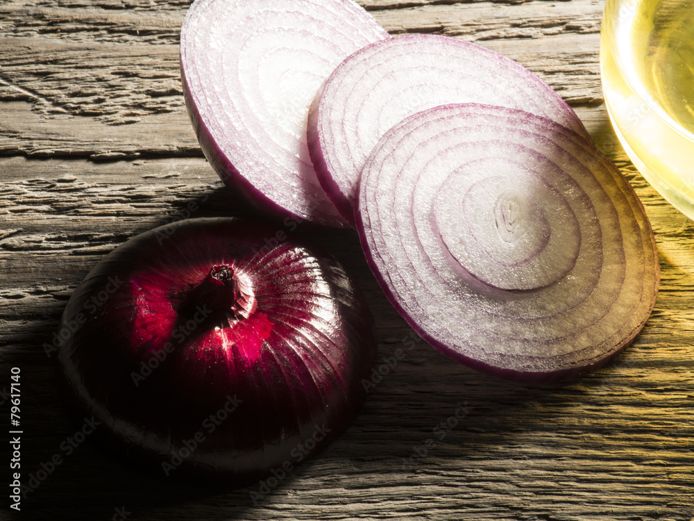 onion on the wooden table onion on the wooden table