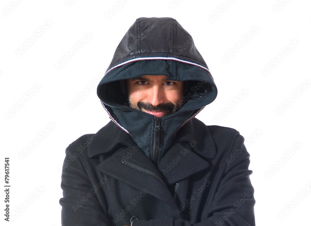Man freezing over white Man freezing over white