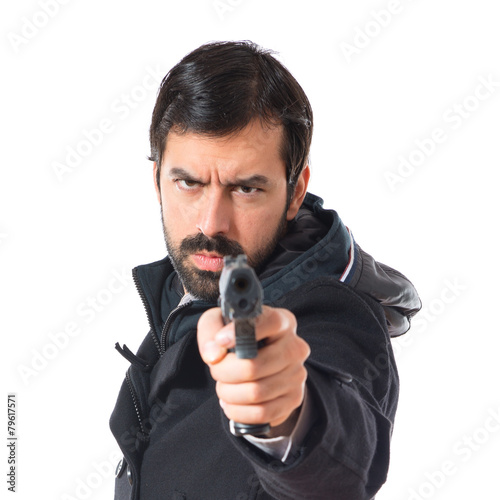 Man shooting with a pistol