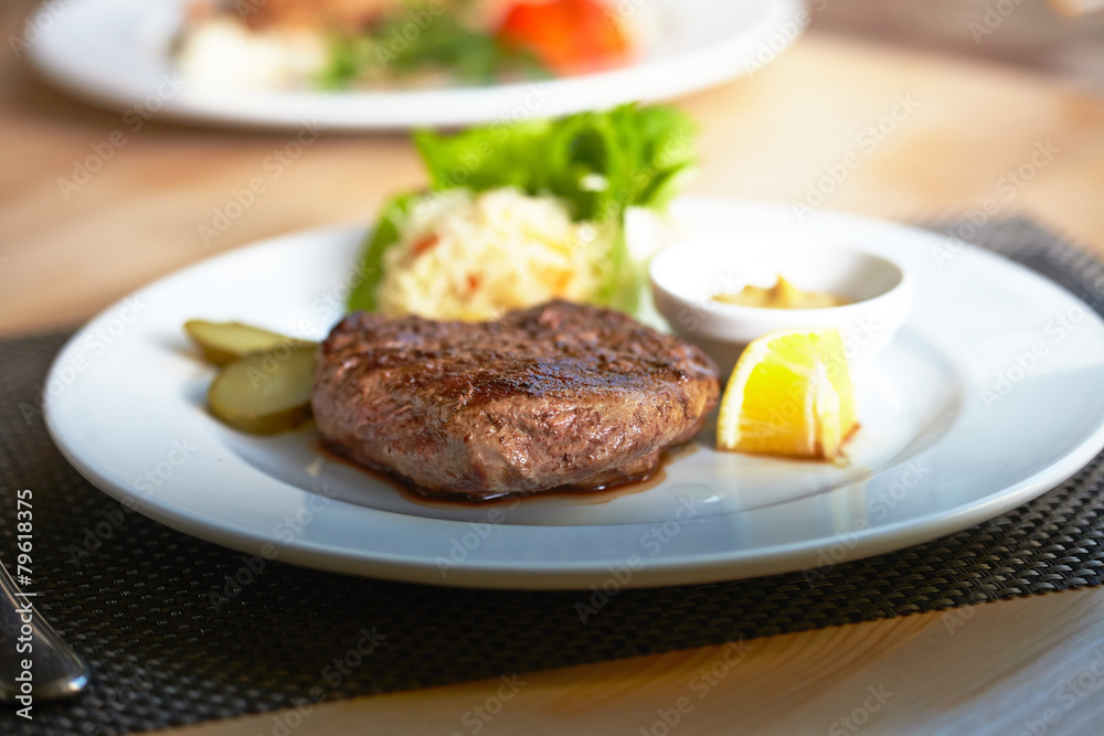 steak with cabbage salad